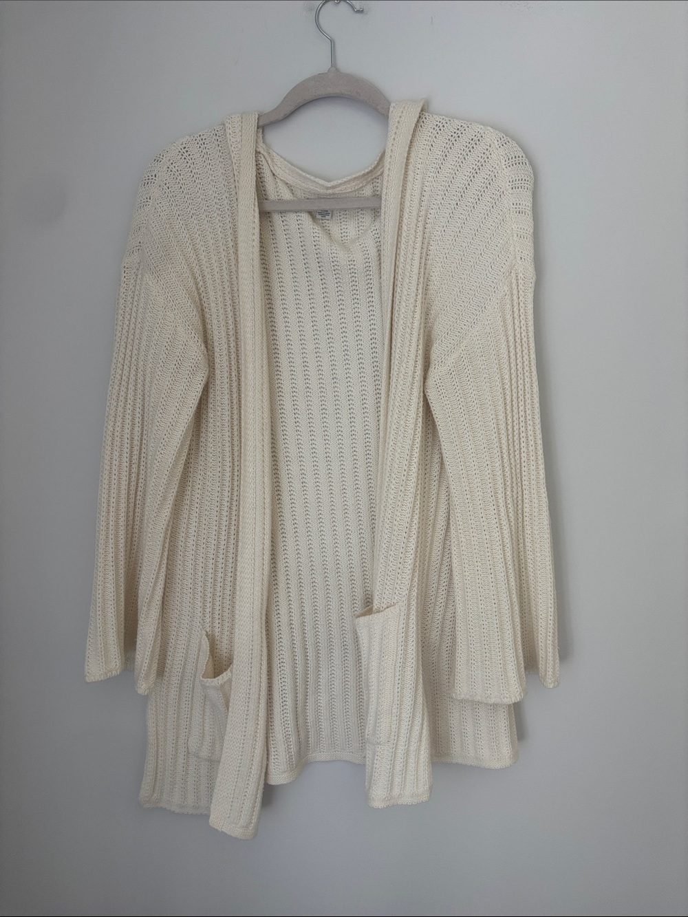 American Eagle Outfitters Cream Open Knit Cardigan Size Medium